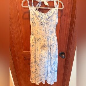 Floral Blue and White Halter Sundress